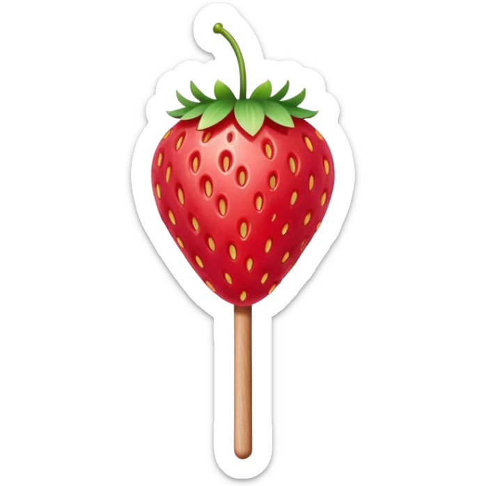 strawberry tanghulu on a wooden stick with shiny sugar coating sticker