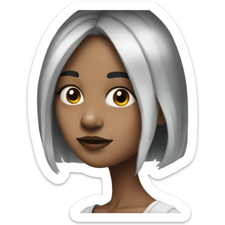 realistic portrait of girl with half black and half white hair sticker