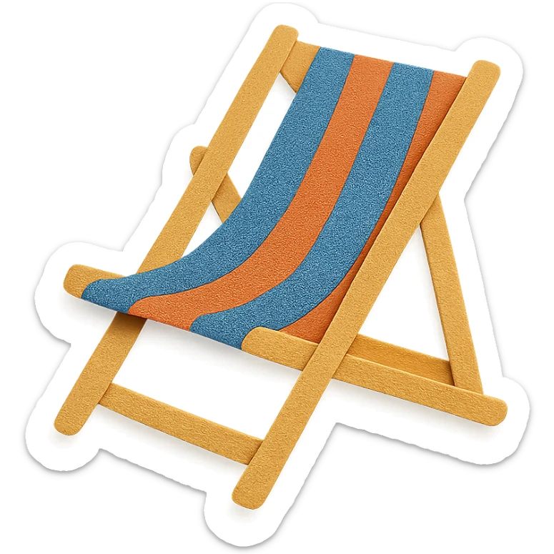 beach chair with layered paper effect in paper-craft style on a white background sticker