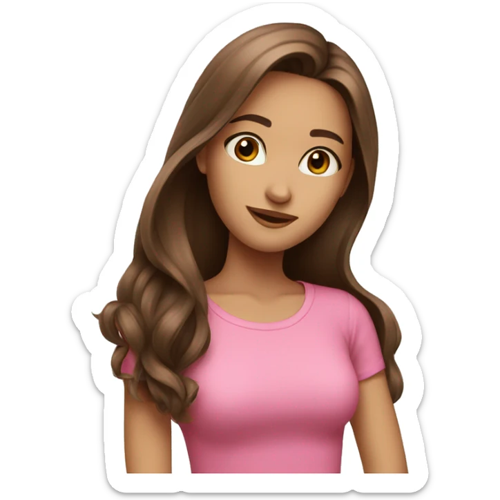 beautiful girl long brown hair pink top sticker