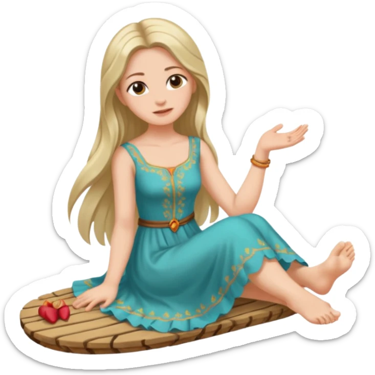 a woman sitting barefoot with one talking detailed pretty face on each foot's sole sticker