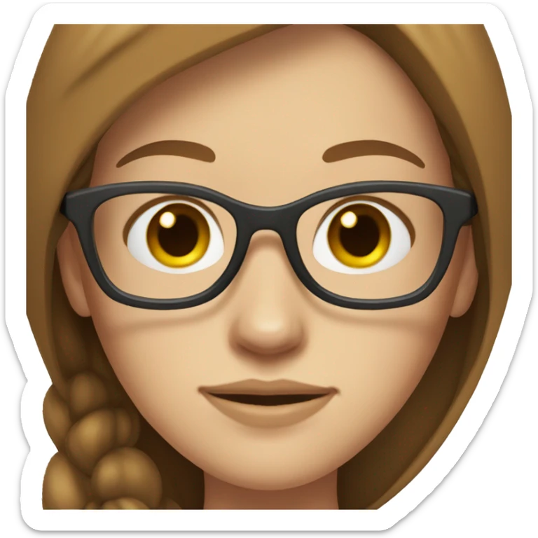 woman with glasses and freckles, with brown hair, bu pale skin sticker