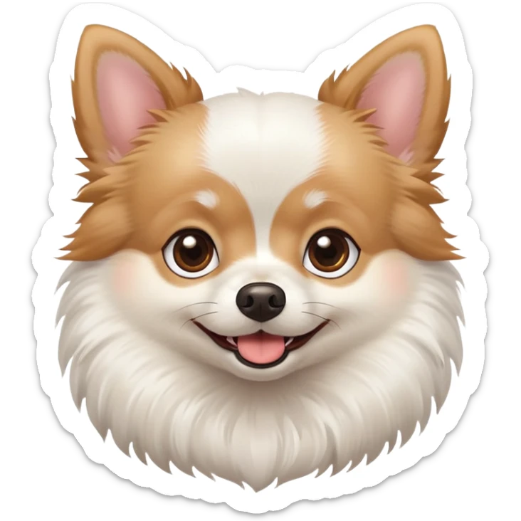 white pomeranian chihuahua mix with brown eyes and is super happy sticker