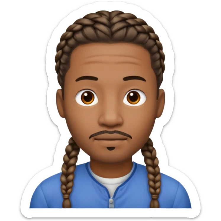 Hazme un emoji de un hombre negro con trenzas y una pequeña perilla sin bigote sticker