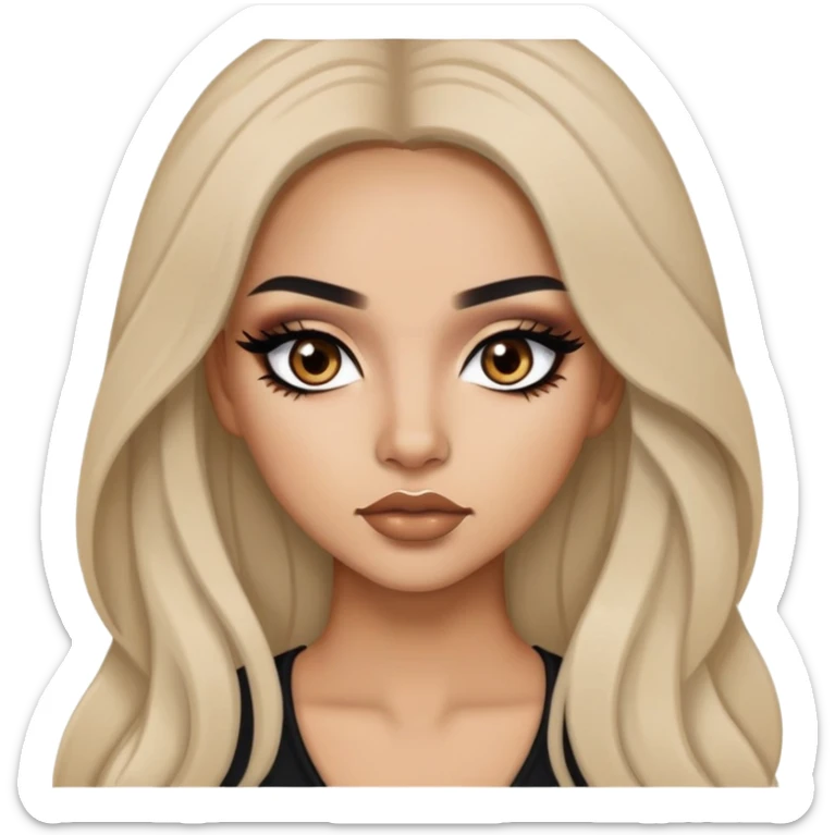 latina, baddie,pretty, brown eyes, makeup, black eyeliner, long hair sticker