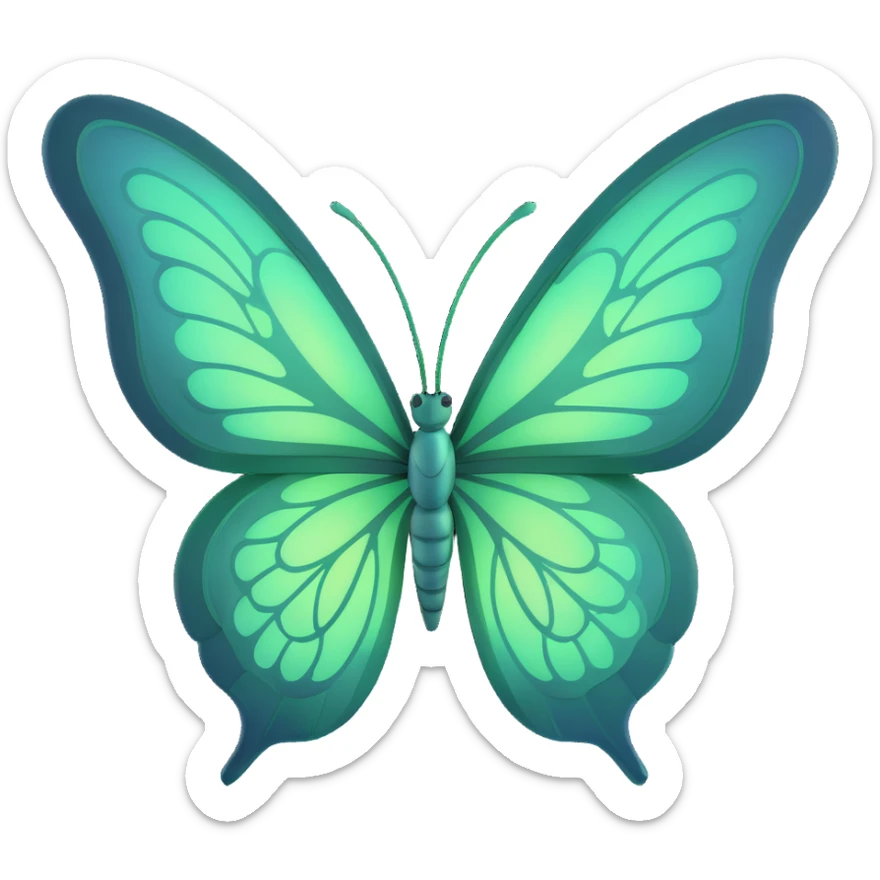 Enhance the butterfly's wings with more intricate, elegant details—add fine vein patterns, subtle layered textures, and delicate ornamental accents. Keep the vibrant #c0ff53 green, glowing highlights, magical particles, dreamy aura, and transparent background. 3D cartoon, digital fantasy art style. sticker