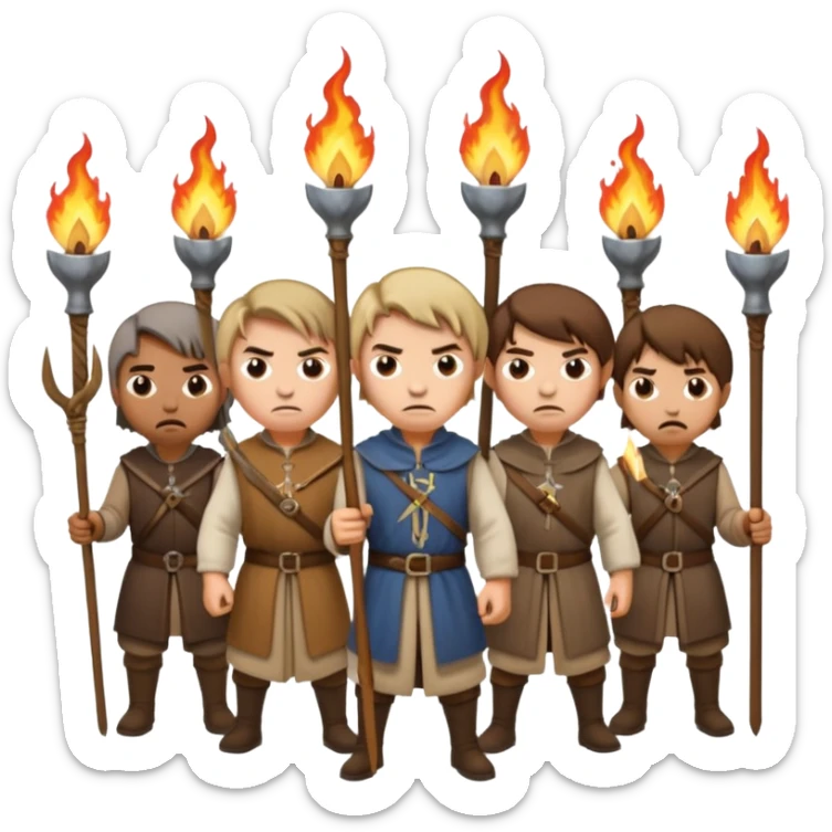 les villagois qui ont certains ont des fourches d'autres des torches sapé en moyen age sticker