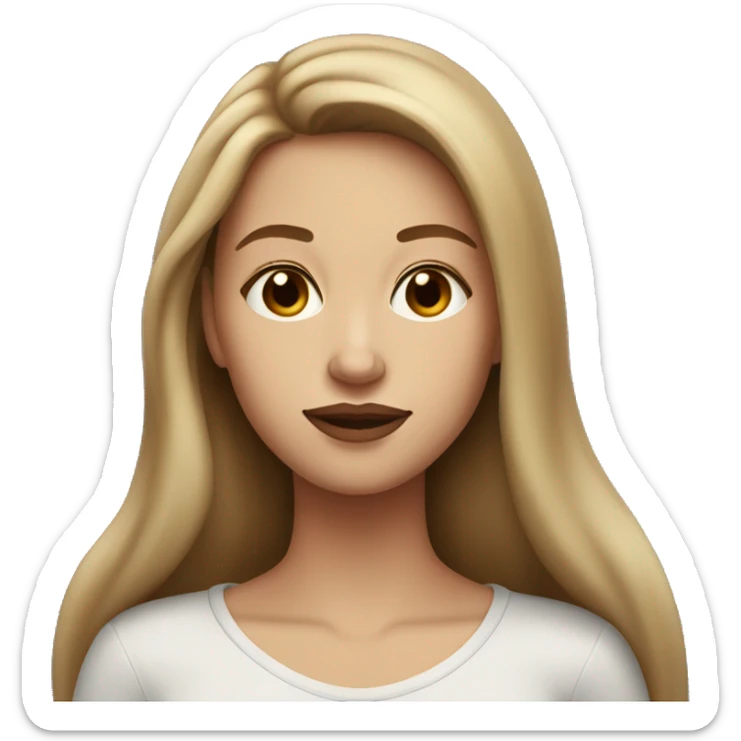 20 year old woman with long light brown hair and long face and big lips sticker