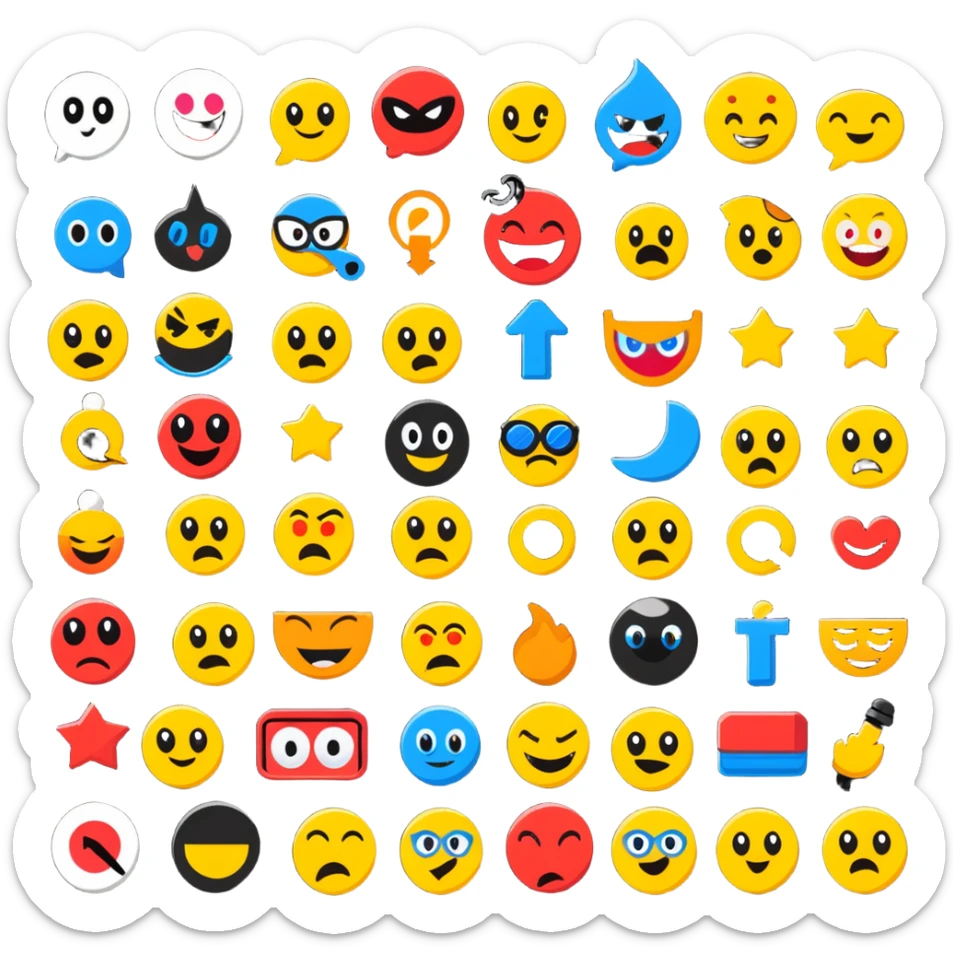 An animated sticker-style title for "The Emoji Movie Quiz" with popular emoji characters and quiz elements sticker
