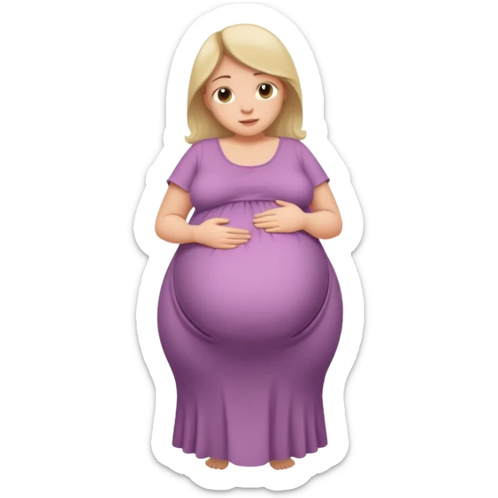 very heavily pregnant overdue woman with very large belly sticker