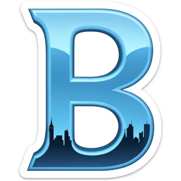 Genera la letra R tipografía gothan ultra en mayúscula de color celeste con un fondo blanco sticker