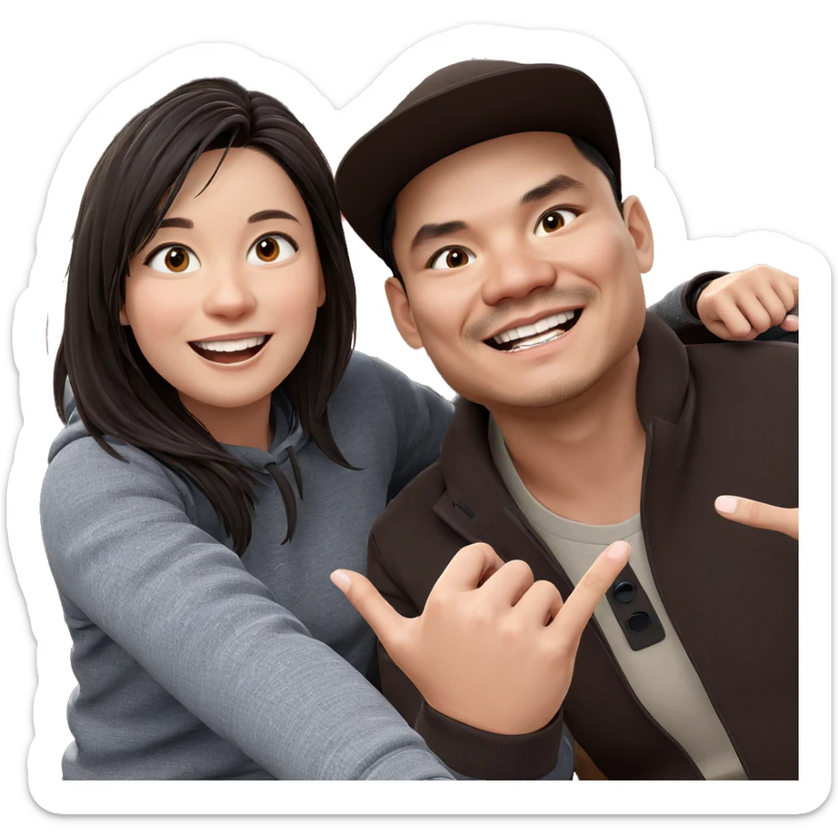 happy girl and boy outdoors sticker