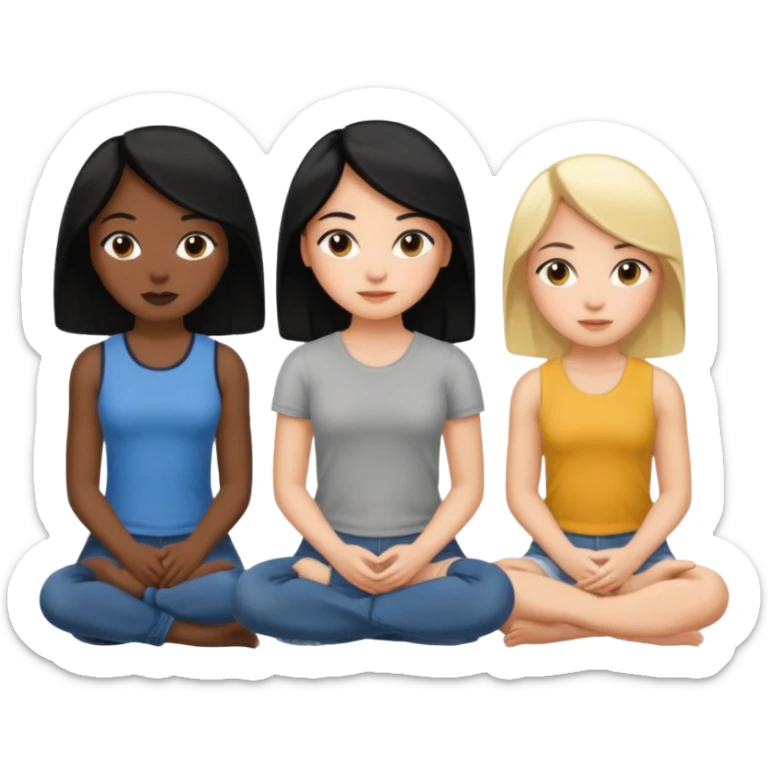 black woman with black hair and one blonde white girl friends sitting in a row sticker