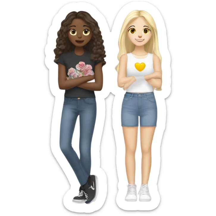 A blonde girl and a brunette girl Being best friends ￼￼ sticker