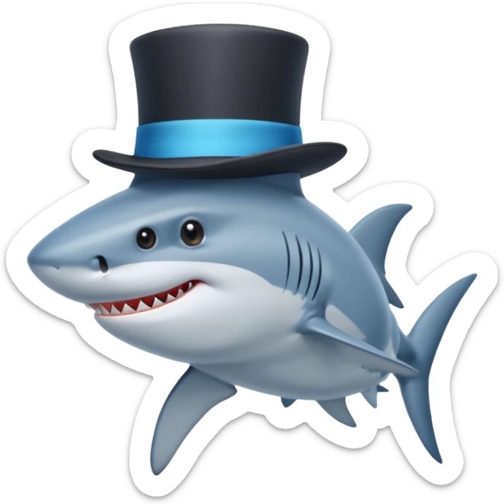 Shark with a top hat sticker