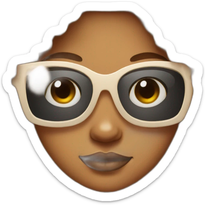 light brown skin girl with big sunglasses and curly hair sticker
