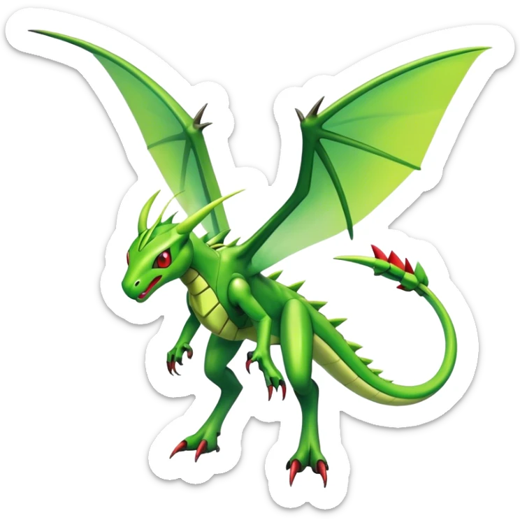  Cool Edgy Shiny Colorful Futuristic Ethereal Legendary Scyther-Flygon-Digimon-hybrid full body sticker