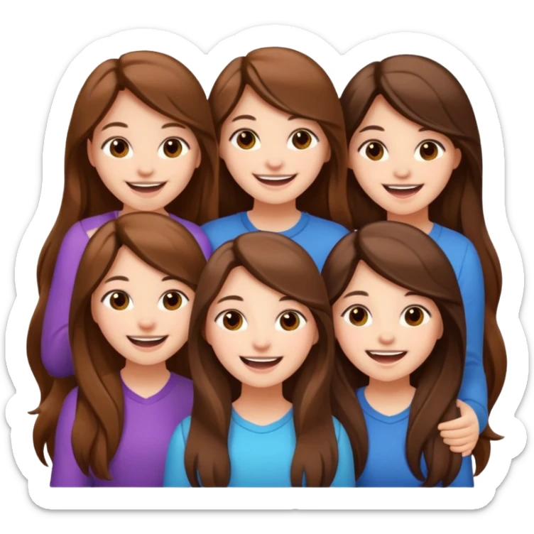 group of cute teenage girls with long hair sticker