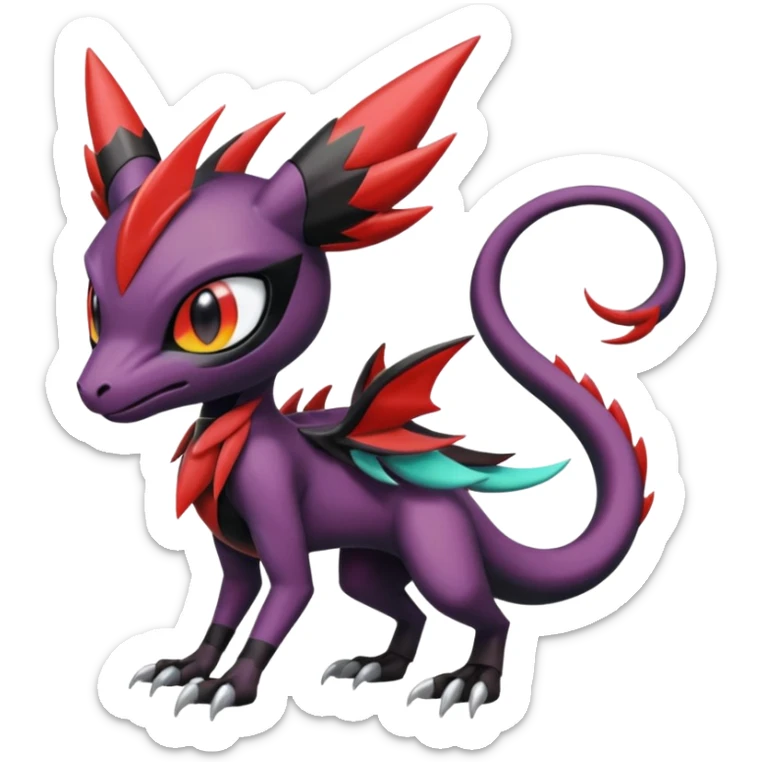 Colorful Cool Badass  Meloetta-Noibat-Noivern-Salandit-Guilmon-Darkrai-Pokémon-Fakémon-fusion-hybrid-creature sticker