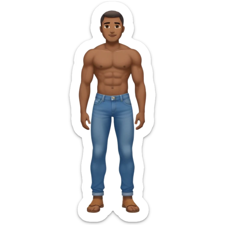 naked african man showing off his lower-body features. detailed shading. smug face. half turned so that the butt can be seen. handsome features sticker