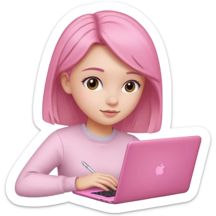  Girly stuff pink soft laptop assigment and clean girl vibes sticker