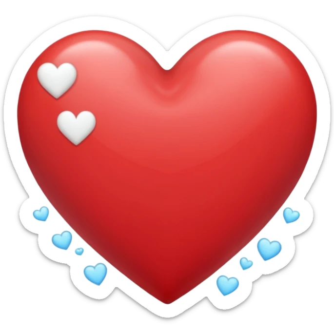 Crea un emoji de corazon que una mitad sea celeste y la otra blanca y en la unión de los colores que este difuminado sticker