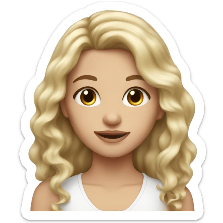 caucasian girl with long wavy dark brown hair and lashes sticker