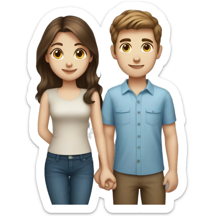 young couple brown hair blue eyed girl and brown hair boy  sticker