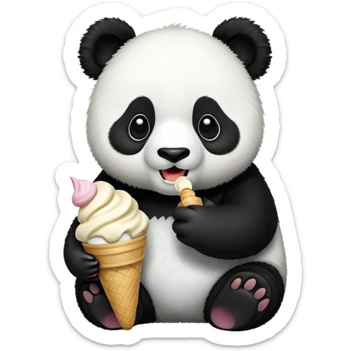 Panda eating ice cream sticker