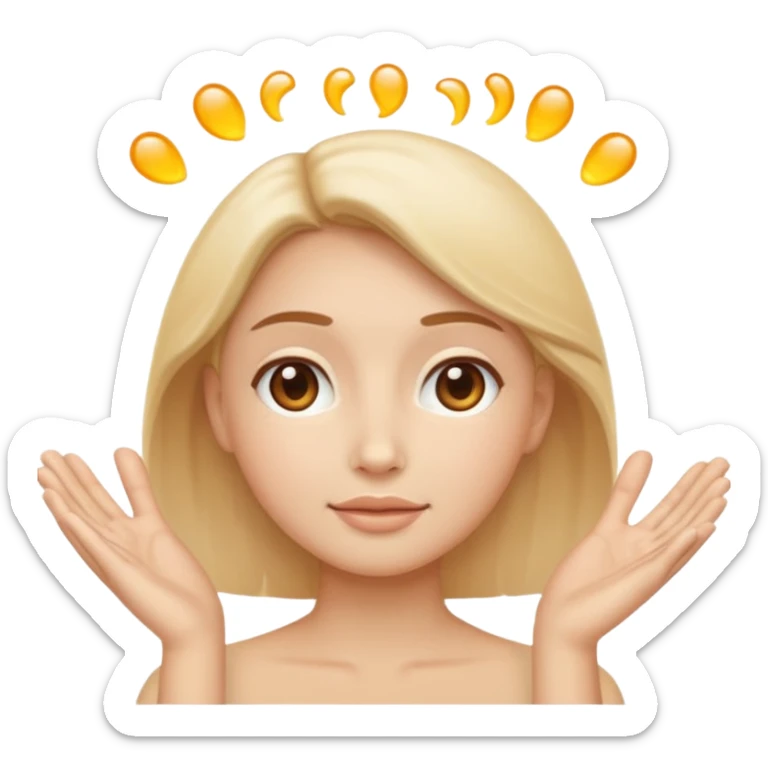 Minimal emoji representing reduced facial puffiness, soft hand gesture shaping the face contour, balanced and natural appearance, wellness-focused, simple and easy to understand
 sticker