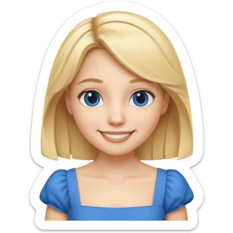 MAKE A ALICE AND THE WONDER LAND EMOJI WITH A BLUE DRESS AND BLOND HAIR sticker