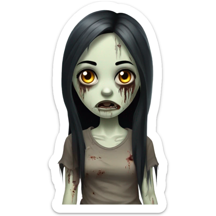 zombie girl with black hair sticker