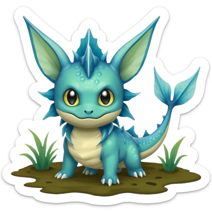 Deep-Dark-Swamp-Seafoam-Green Murky Gloomy Dull Swampy Muddy Vaporeon-Swamp-Monster sticker