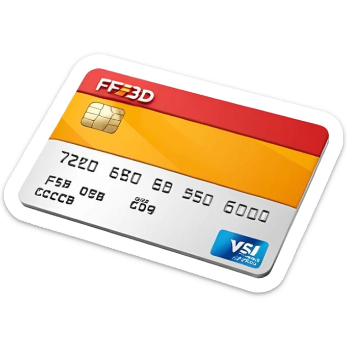 3D icon of a credit-card–shaped corporate card with a bold color of #FF3D00 stripe. Display the exact text ‘WAD’ as a logo. No numbers, no chip, no issuer logos. Modern, clean, high-end. sticker