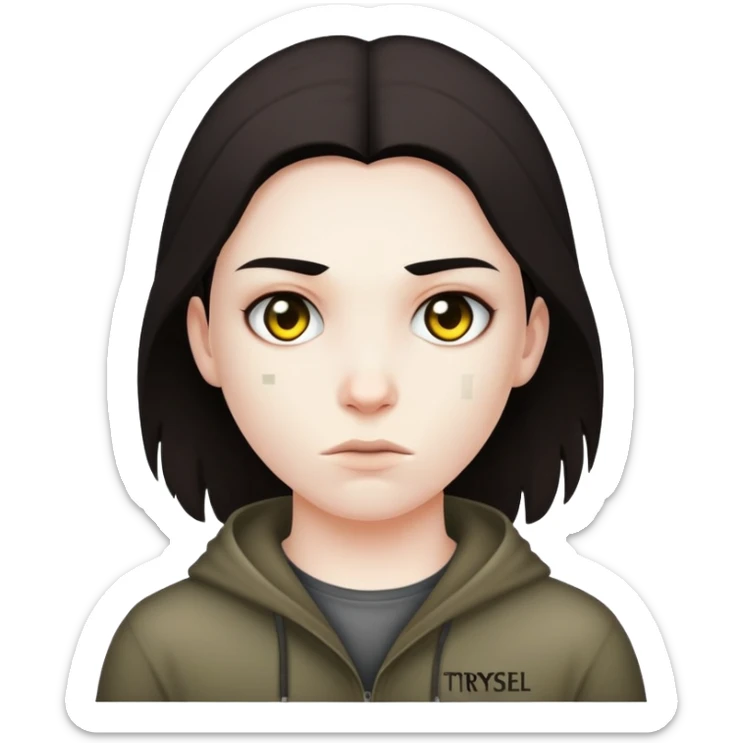 it depicts a stalker in the style of the stalker game with an inscription on the body of Trysel sticker