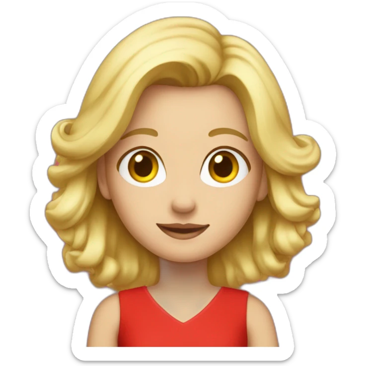emoji of a blonde girl in a red dress sticker