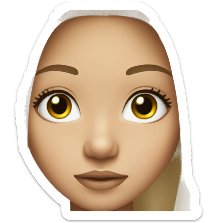 Girl with light skin black long hair and long lashes and black eyes  sticker