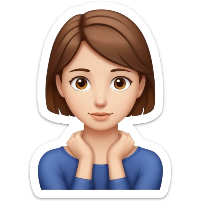 girl with brown hair with her arms on her neck sticker