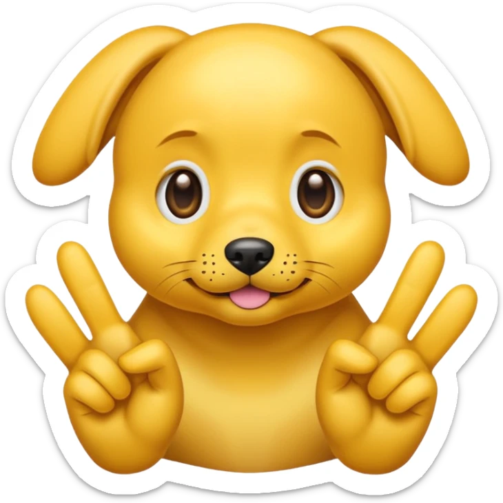 yellow emoji with puppy eyes and two finger pointing at one another finger sticker