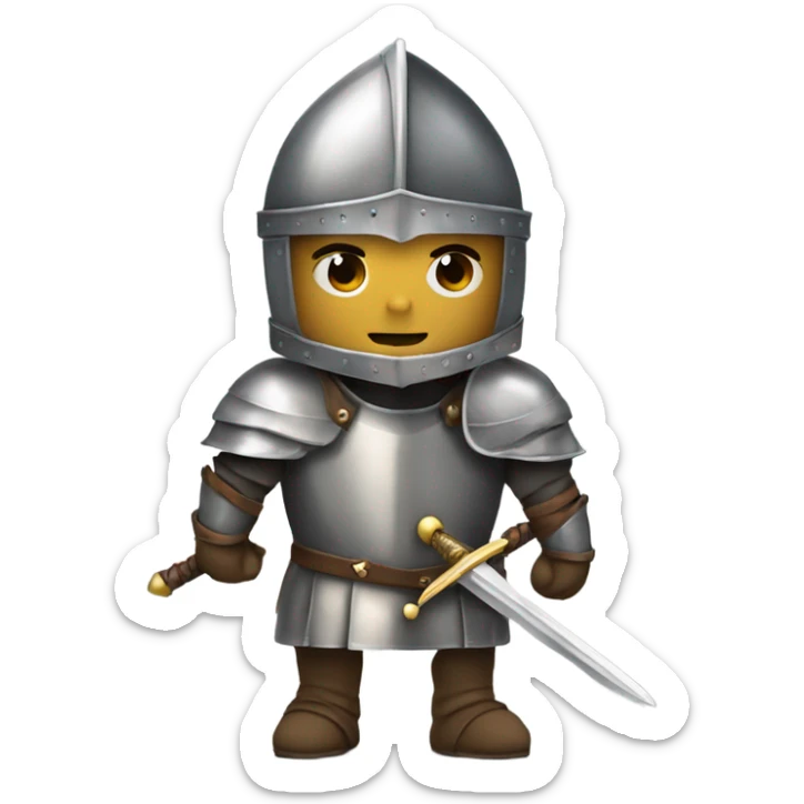 A knight we see the shoulder and the head with the helmet on the head. Add a sword and also a cross on the armor and we see only his waist sticker