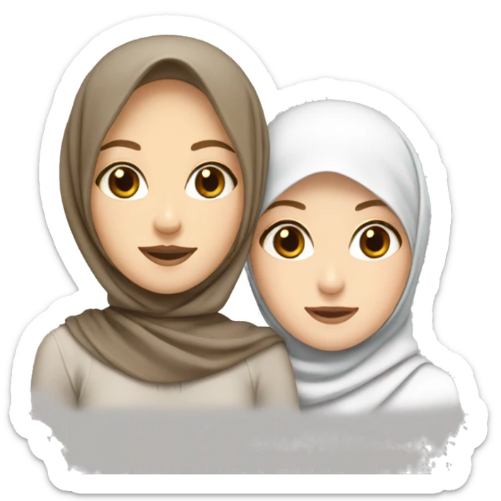 One white girl with brown hair with a hijabi friend   sticker