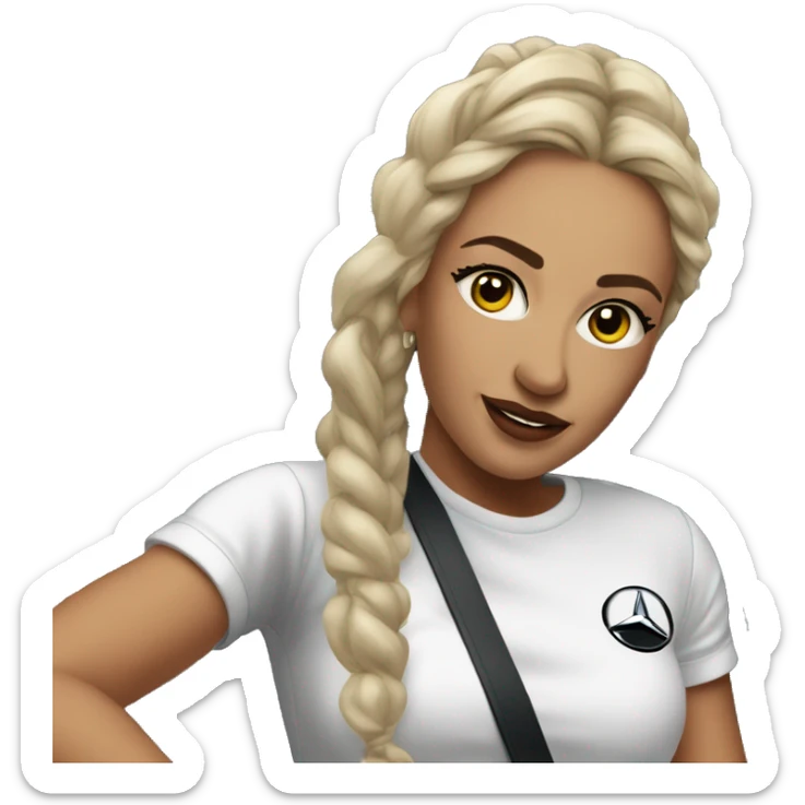 European swag Woman outside mercedes G wagon sticker