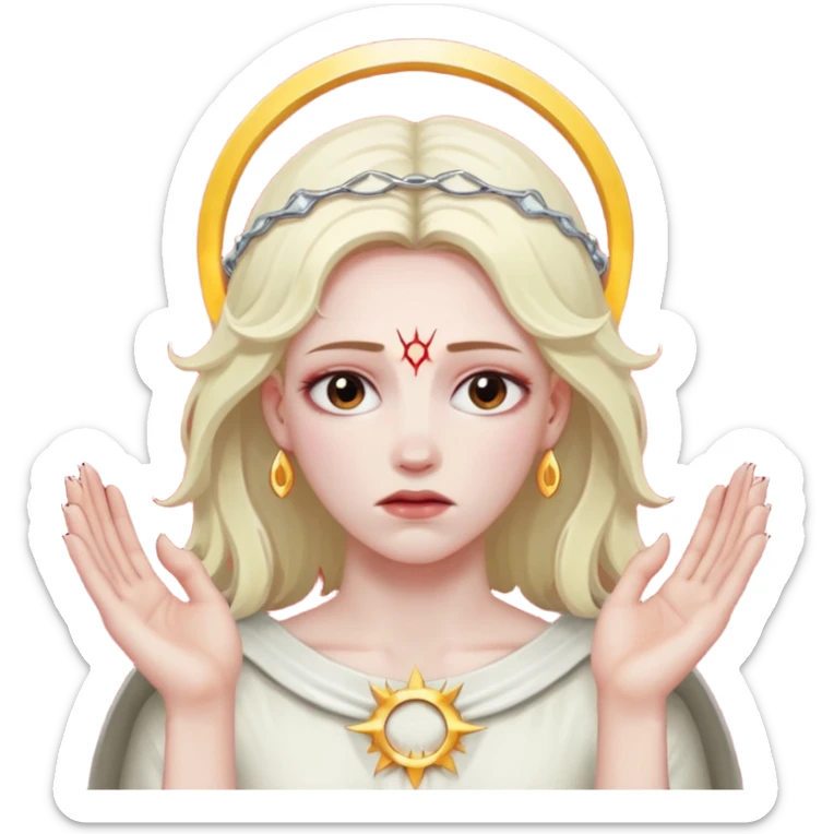 Halo pierced into living flesh with nails, pain and devotion intertwined sticker