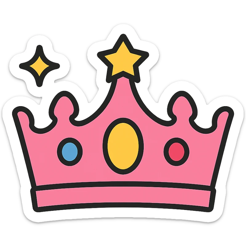 princess crown, pink, ornate, sparkling jewels, regal look sticker