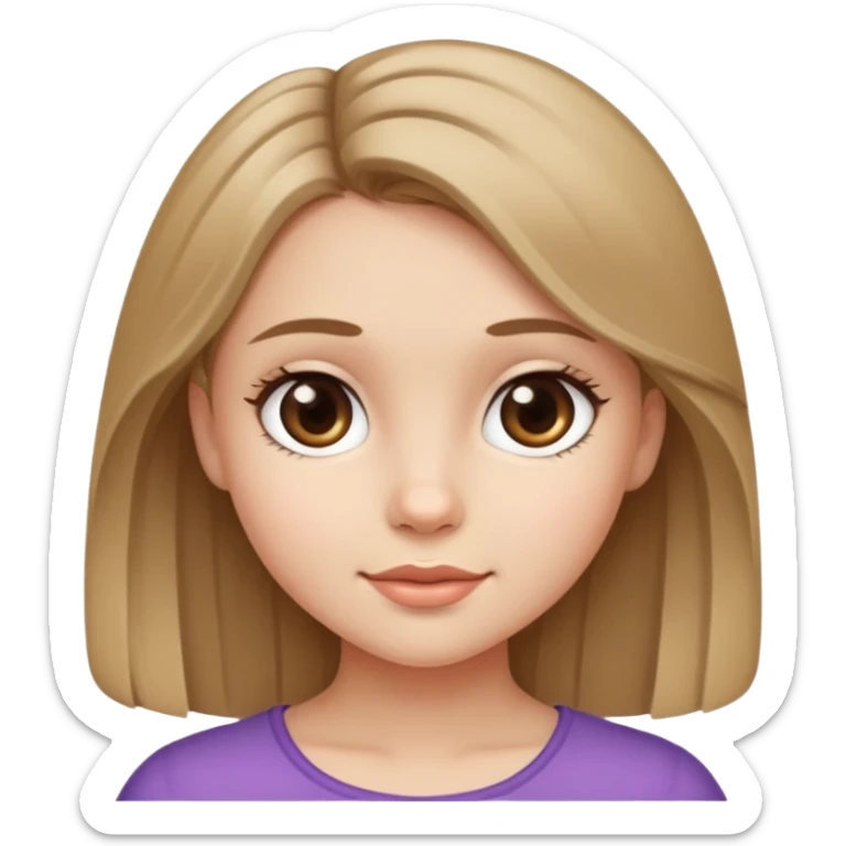 Young girl emoji with dark blonde hair looking cute and pretty sticker