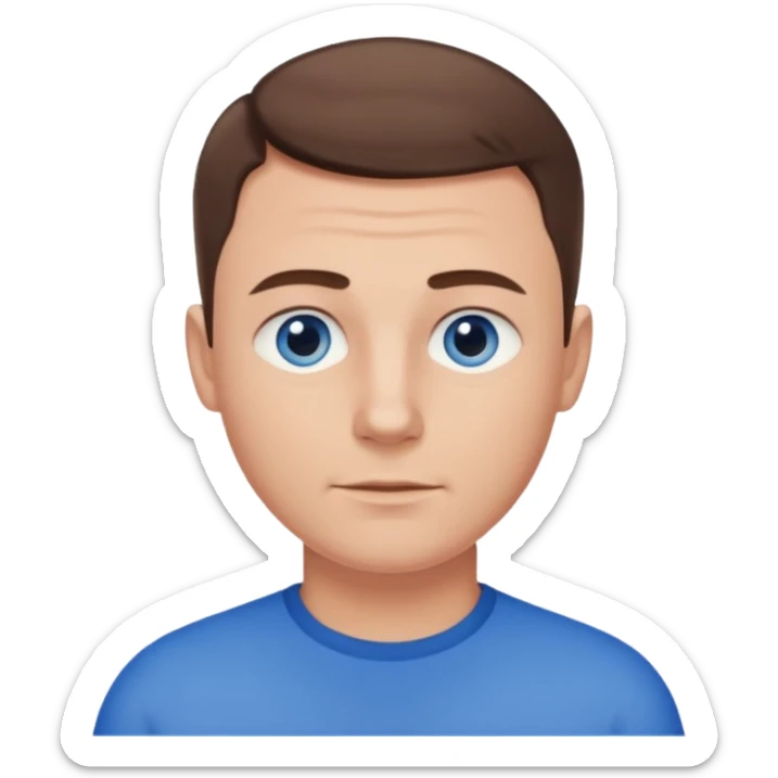 dad with very short shaved brown hair and blue eyes emoji sticker