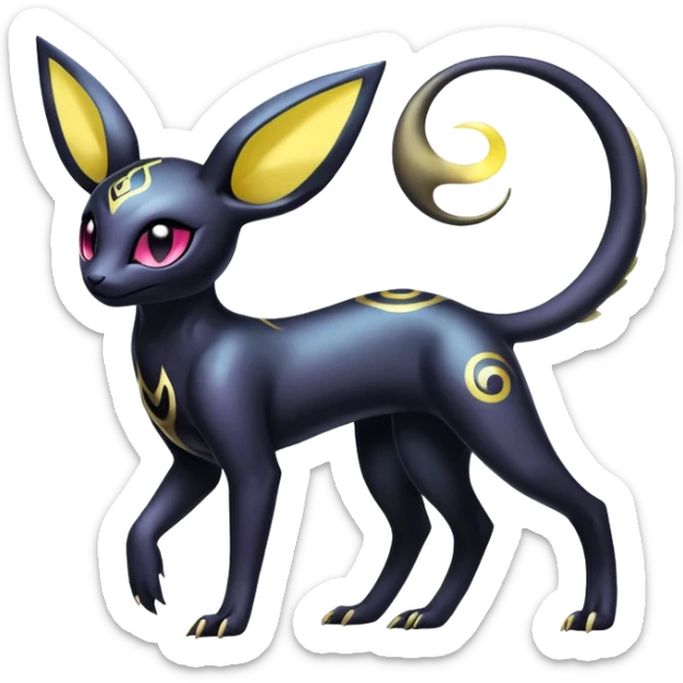 Shiny Ethereal Celestial Futuristic Modern Cyber-Salandit-Umbreon-Espeon-Hybrid (Full body) sticker