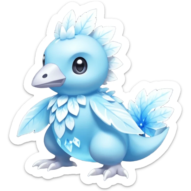 elemental icy floral ethereal glacial Axew-Rufflet-Brionne-Pokémon-Fakémon-hybrid-creature sticker