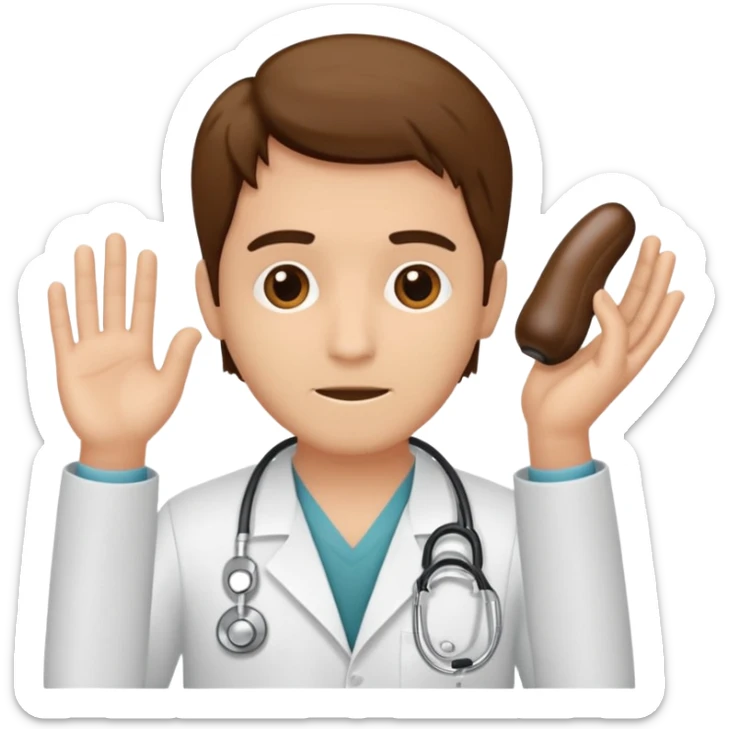 Radiografía de mano sostenida por un médico sin estetoscopio bata blanca  piel clara cabello café obscuro hombre sticker