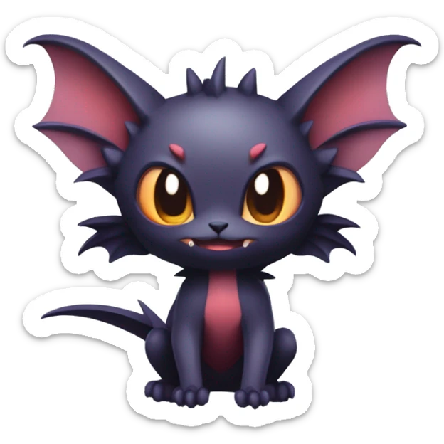  Kawaii Edgy Cool Vampiric Beautiful Noivern-Nargacuga-Litten with big Bat Ears full body sticker